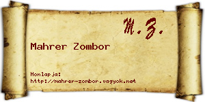 Mahrer Zombor névjegykártya